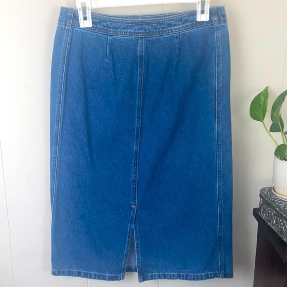 Sigrid Olsen Sport Denim Midi Pencil Skirt Size 4 - Picture 5 of 8